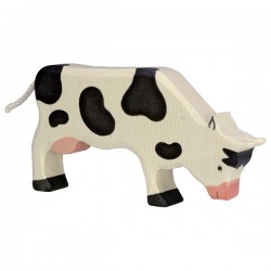 Vache, broutant, noire